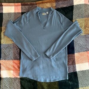ribbed blue quarter-zip pullover